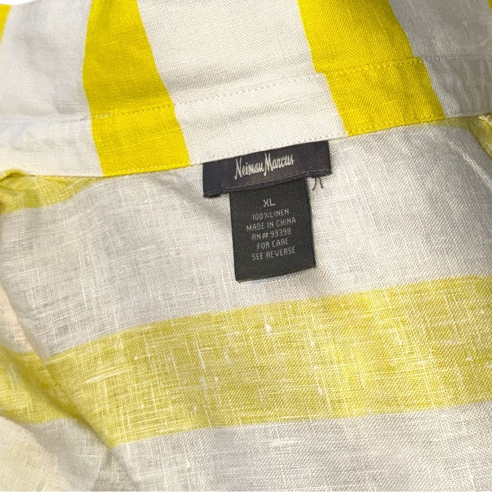 Neiman Marcus Linen Yellow Striped Shirt Dress Travel Resort EUC Size XL - Picture 4 of 4